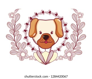dog with leaves