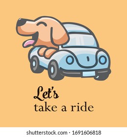 Dog let's take a ride. Illustration vector