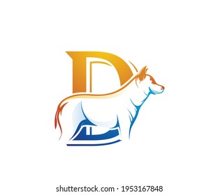 dog letter d logo design template