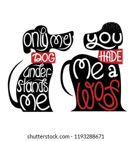 Dog letter set. Vector lettering