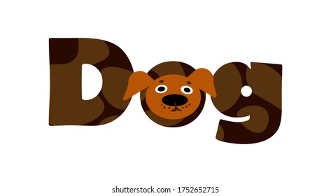 Grabación de perros para el logo. Ilustración aislada de color vectorial.