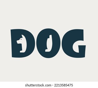 dog lettering silhouette or logotype. vector illustration