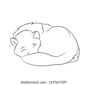 dog lies lines, vector, white background, illustration