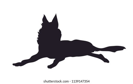 dog lies, silhouette, vector, white background