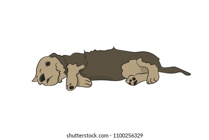 dog lies, vector, white background