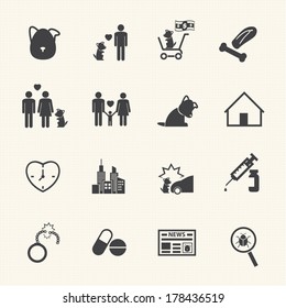 Dog life story icons set. Vector flat design for Infographic.