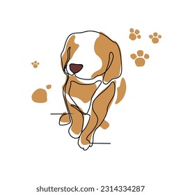 Dog line art designs. continuous line art drawing style for wall decoration, postcard or brochure cover design. Dog Vector Illustration