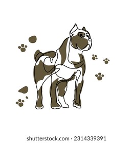 Dog line art designs. continuous line art drawing style for wall decoration, postcard or brochure cover design. Dog Vector Illustration