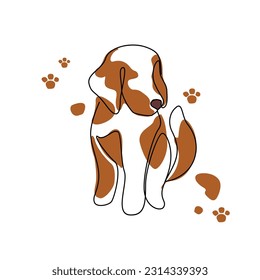 Dog line art designs. continuous line art drawing style for wall decoration, postcard or brochure cover design. Dog Vector Illustration