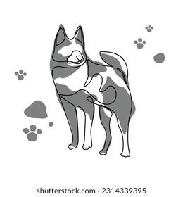 Dog line art designs. continuous line art drawing style for wall decoration, postcard or brochure cover design. Dog Vector Illustration