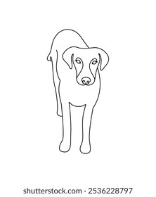 Dog line art illustration black and white 