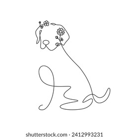 Dog line art illustration, one line art victor , illustration 
