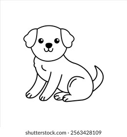 Dog line art for kids coloring book vector art illustration.