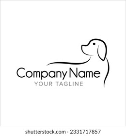 Dog line art logo design. Simple minimal animal logo illustration vector.