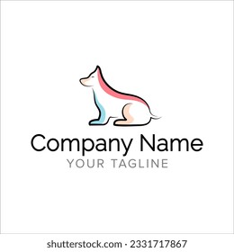 Dog line art logo design. Simple minimal animal logo illustration vector.