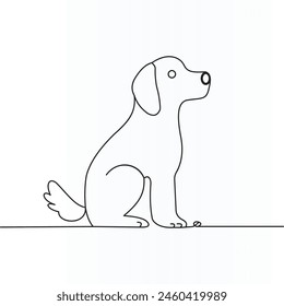 Dog line art minimalist black linear sketch illustration and inspired background. Vector illustration