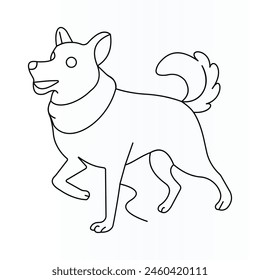 Dog line art minimalist black linear sketch illustration and inspired background. Vector illustration