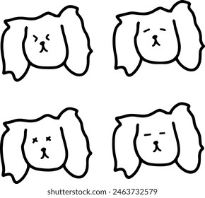 Dog Line Art: Playful Pups with Emoji Faces for Design Projects