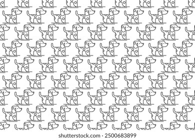 Dog line art seamless pattern background. Seamless pattern with line art of dog cute animal
