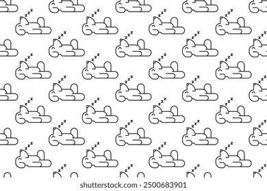 Dog line art seamless pattern background. Seamless pattern with line art of dog cute animal