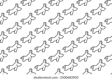 Dog line art seamless pattern background. Seamless pattern with line art of dog cute animal