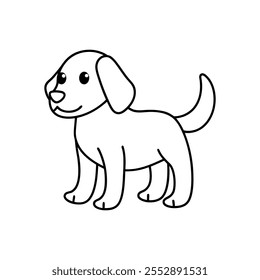 dog line art Vector illustration on white background.