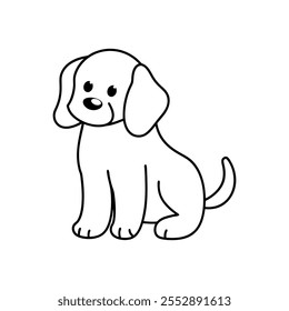 dog line art Vector illustration on white background.