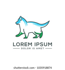 dog line art vector logo template