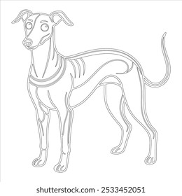 Um "Dog Line Art Vetor" mostra um desenho de linha simples e contínuo de um cão, capturando sua essência em um estilo minimalista. Ideal para logotipos, designs digitais ou ilustrações, este versátil vetor é 