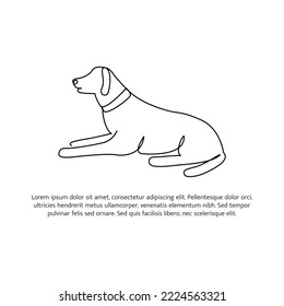 Dog line design. Simple animal silhouette decorative elements drawn with one continuous line. Vector illustration of minimalist style on white background.
