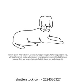 Dog line design. Simple animal silhouette decorative elements drawn with one continuous line. Vector illustration of minimalist style on white background.