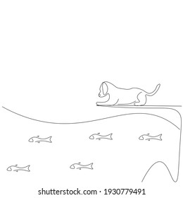 Dog line drawing animal, vector illustration