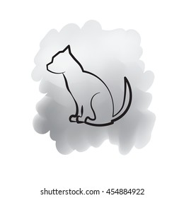 Dog line drawing on painted background