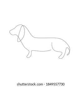Dog line drawing on white background. Vector illustration