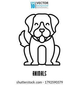 Icono de línea de perro, símbolo del vector de contorno, pictograma lineal aislado en blanco. Símbolo, ilustración del logotipo. Ilustración vectorial Eps 10.