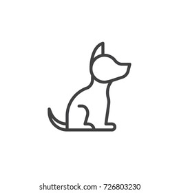 Dog line icon, outline vector sign, linear style pictogram isolated on white. Symbol, logo illustration. Editable stroke