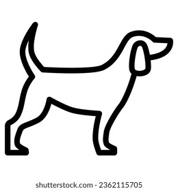 Dog line icon, pets concept, puppy sign on white background, dog standing silhouette icon in outline style for mobile concept and web design. Vector graphics