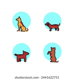 Dog line icon set. Pet, animal, puppy, badger dog. Animal care concept. Can be used for topics like veterinary, dog training, rescue.