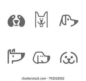 Dog line icon set. Vector illustration.