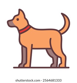 Dog line icon. Vector illustration of orange puppy dogs in flat style.