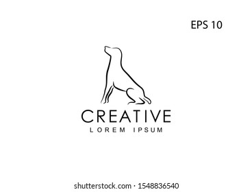 Dog line logo for the company. Vector illustration.