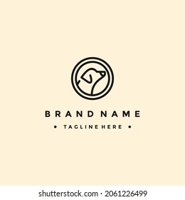 Dog line logo and icon design vector.