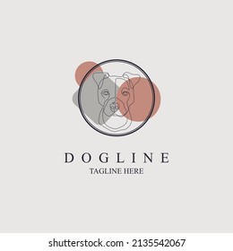 Dog line style  logo template design for brand or company and other