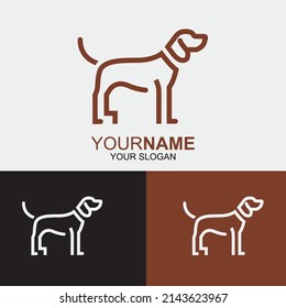 Dog line type logo design symbol illustration
