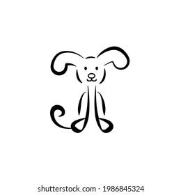 Dog linear emblem. Vector abstract animal sign. Design template for dog school, veterinary clinic or animal shelter