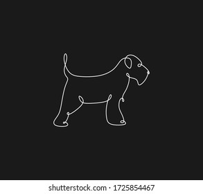 Dog Linear Logo. Vector illustration. Simple One line dog design silhouette. Terrier. Hand drawn minimalism vector sign