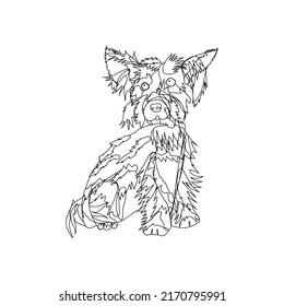 Dog in a linear style. Vector illustration. White isolated background.