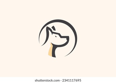 dog lineart vector template logo design