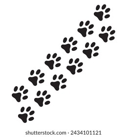 Dog and Lion black foot print animals. Illustration background design.