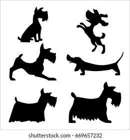 Dog little silhouette vector fox terrier